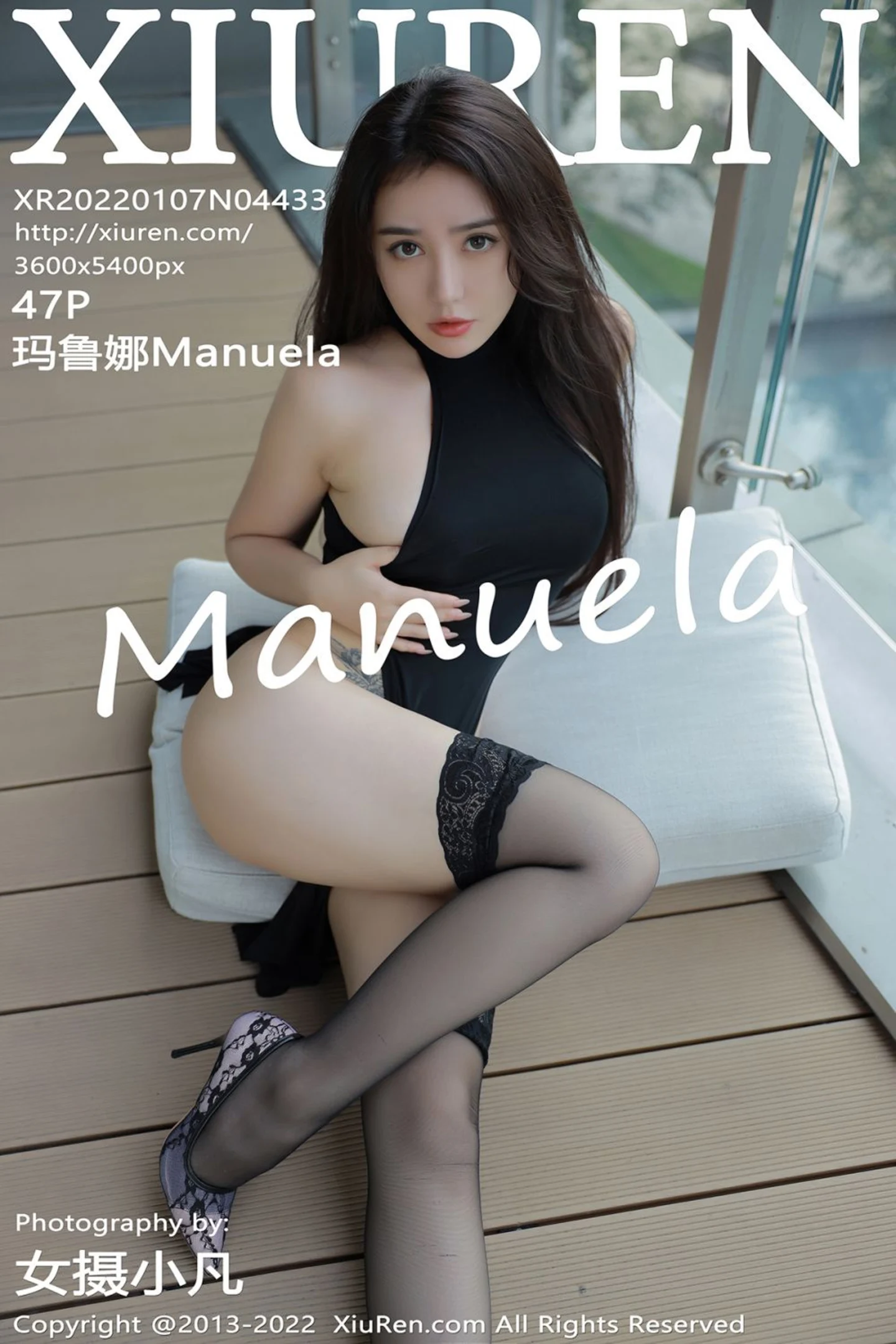 [XiuRen秀人网]VOL.4433 女神Manuela玛鲁娜九月旅拍黑色收身衣半脱露浑圆美臀诱惑写真47P-秀人网官方网站